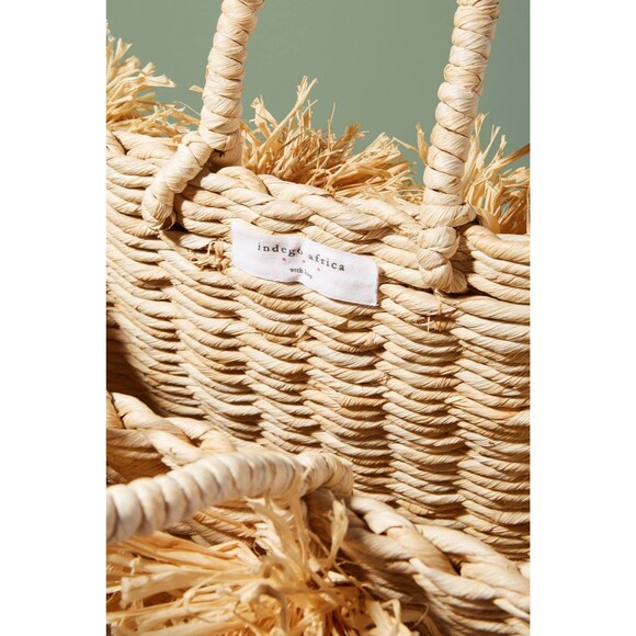 Anthropologie Ingego Africa Palm Pommed Tote Bag - Picture 2 of 8